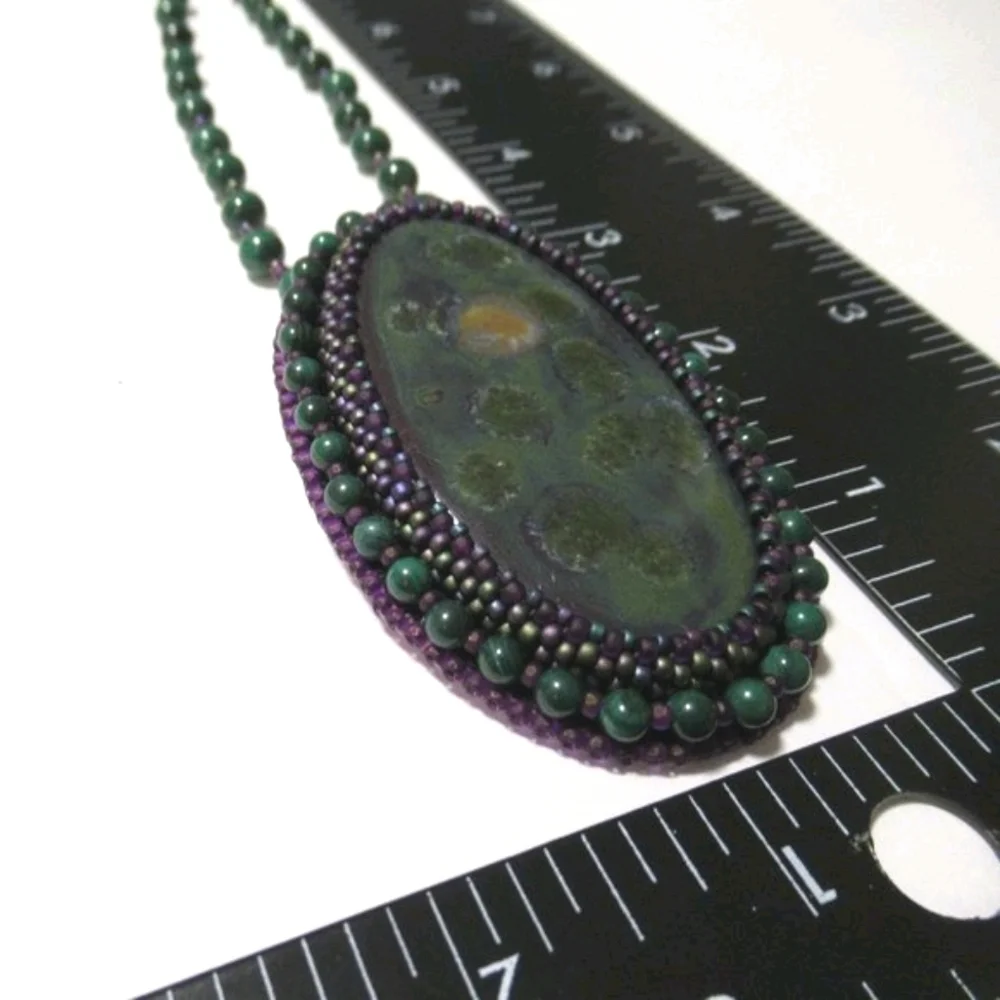 Ooak Artisan Cabochon and Malachite necklace